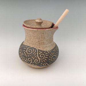 pottery honey pot