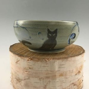 blue kitty cat yarn bowl