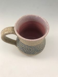 pink pottery coffee mugs