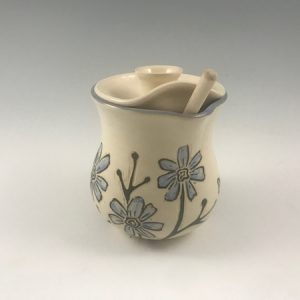 Sgraffito Flower Honey Pot