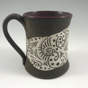 dark clay beer stein - purple inside