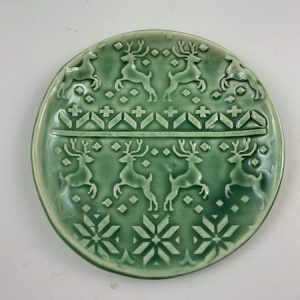 Small Green Holiday Reindeer Dishes