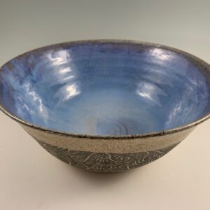 Large Pottery Bowl - Blue Inside