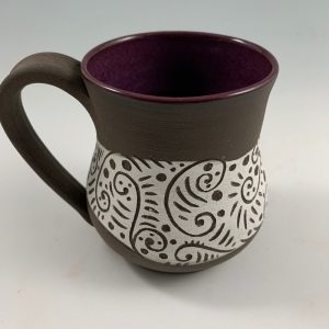 Dark Sgraffito Mug - Purple Inside
