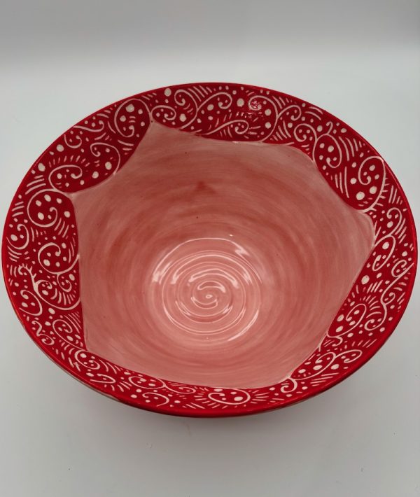 Red and Pink Day Dream Sgraffito Bowl - Image 4