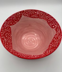 red sgraffito bowl