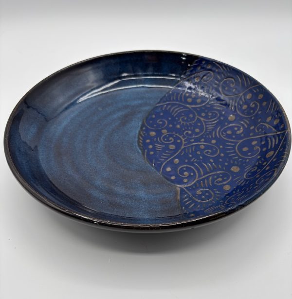 Dark Blue Day Dream Sgraffito Platter