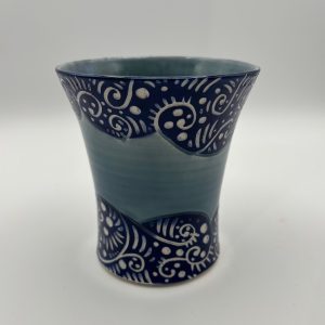blue sgraffito vase