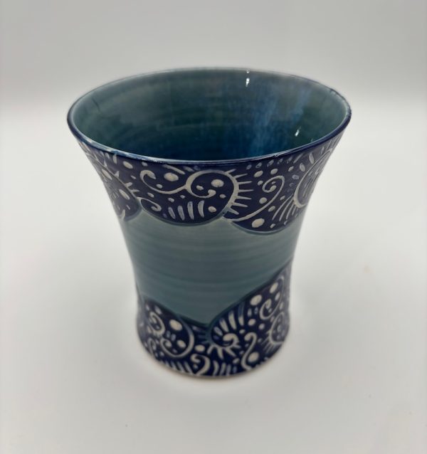Blue Day Dream Sgraffito Vase - Image 3