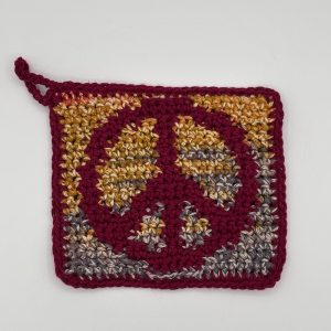 Peace & Love Crochet Pot Holder