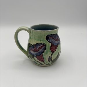 morning glories sgraffito mug